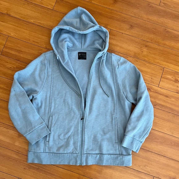 FIGS Scrubs Full Zip Hoodie Jacket Light Blue Women XXL - Picture 3 of 4